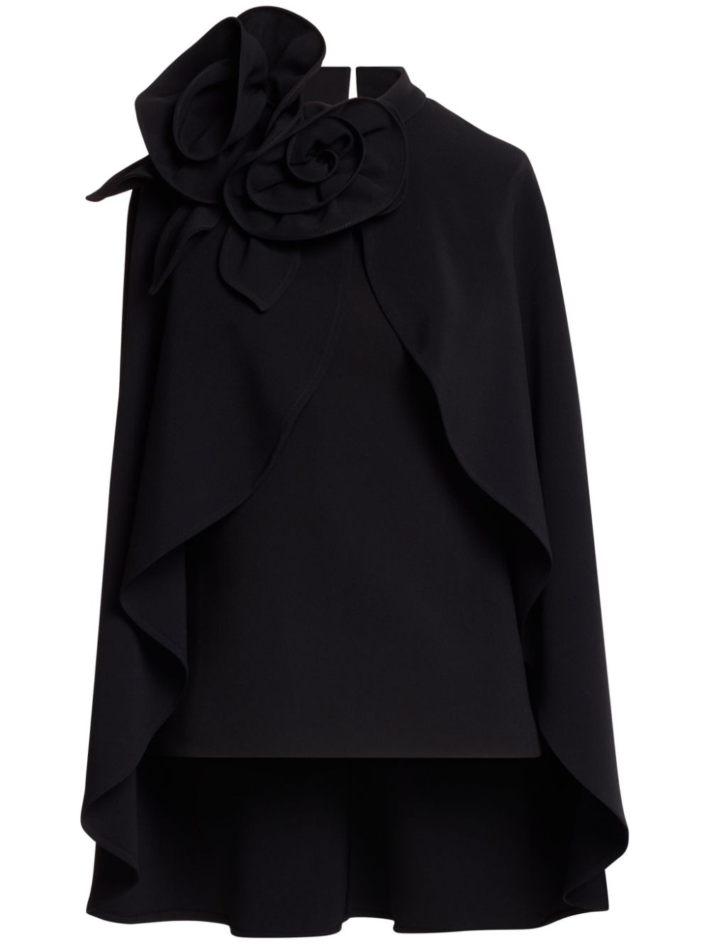 Elie Saab floral-appliqué cape top - Black von Elie Saab