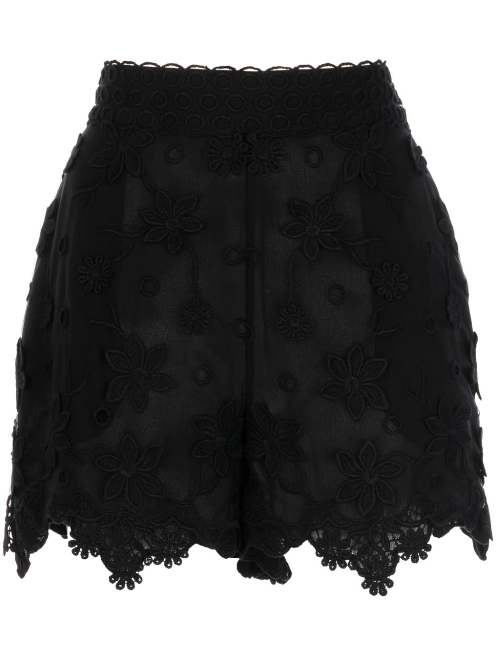Elie Saab floral-embroidered silk shorts - Black von Elie Saab