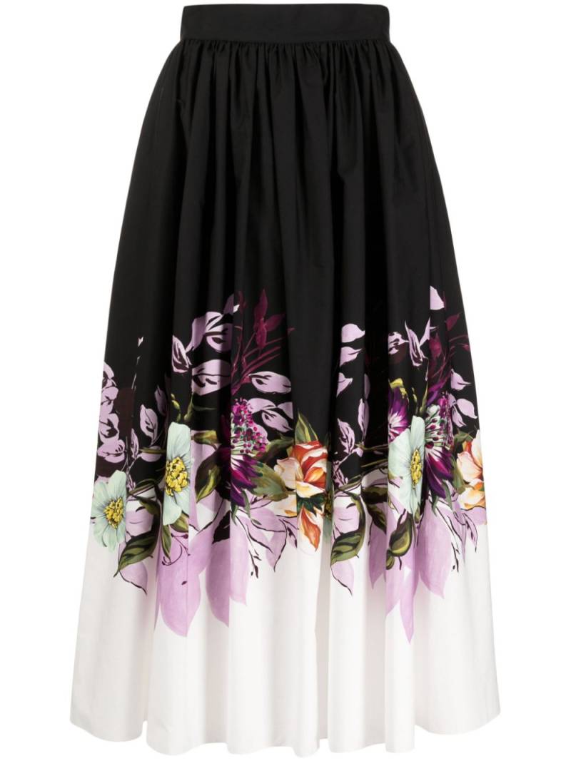 Elie Saab floral-print poplin organic cotton skirt - Black von Elie Saab