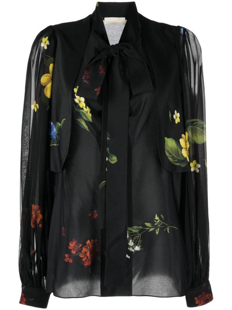 Elie Saab floral-print silk shirt - Black von Elie Saab