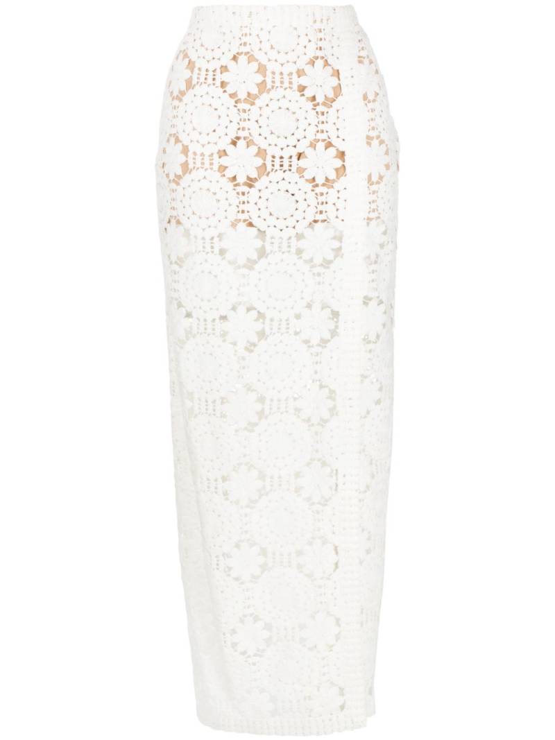 Elie Saab lace crochet midi skirt - White von Elie Saab