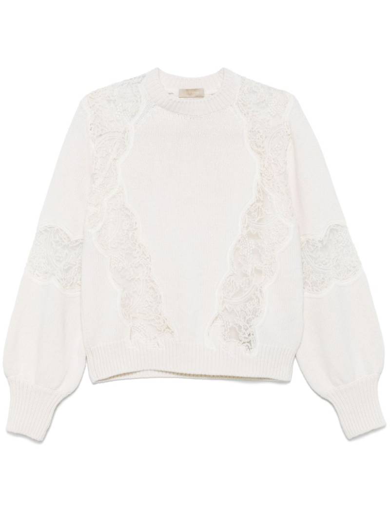 Elie Saab lace-detail sweater - White von Elie Saab