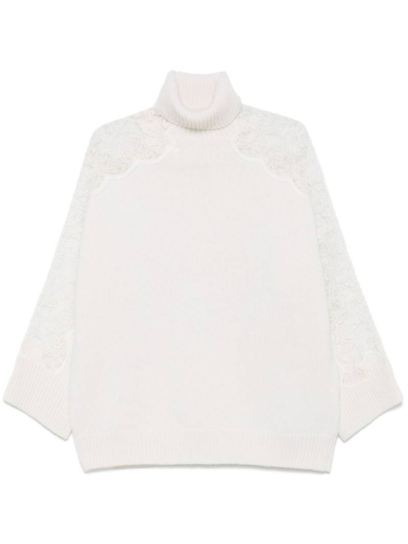 Elie Saab lace-detail sweater - White von Elie Saab