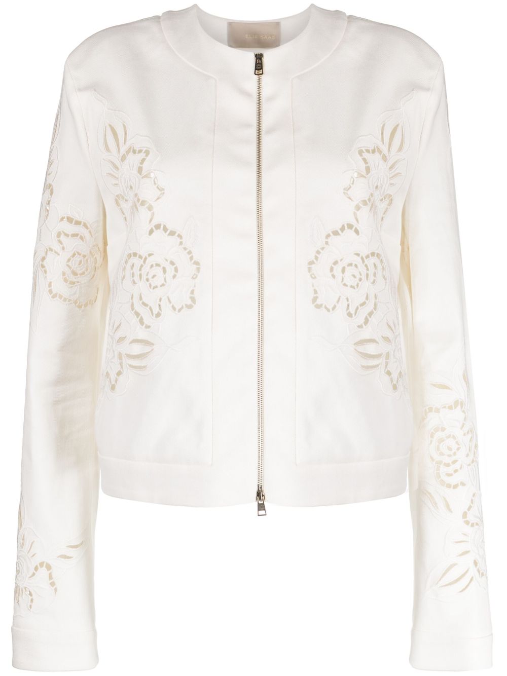 Elie Saab lace-embellished zip-up jacket - White von Elie Saab