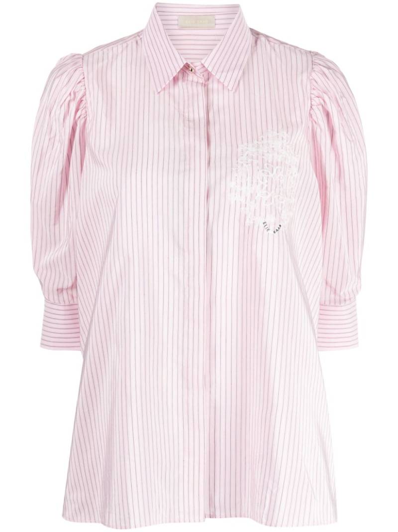 Elie Saab logo-embroidered pinstripe shirt - Pink von Elie Saab