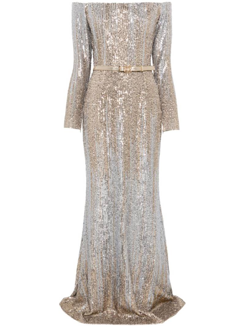 Elie Saab off-shoulder sequinned gown - Gold von Elie Saab