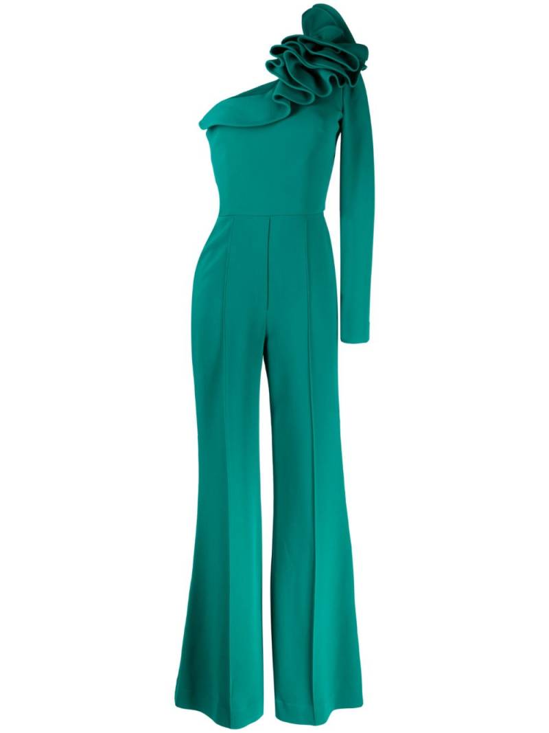 Elie Saab one-shoulder ruffled jumpsuit - Green von Elie Saab