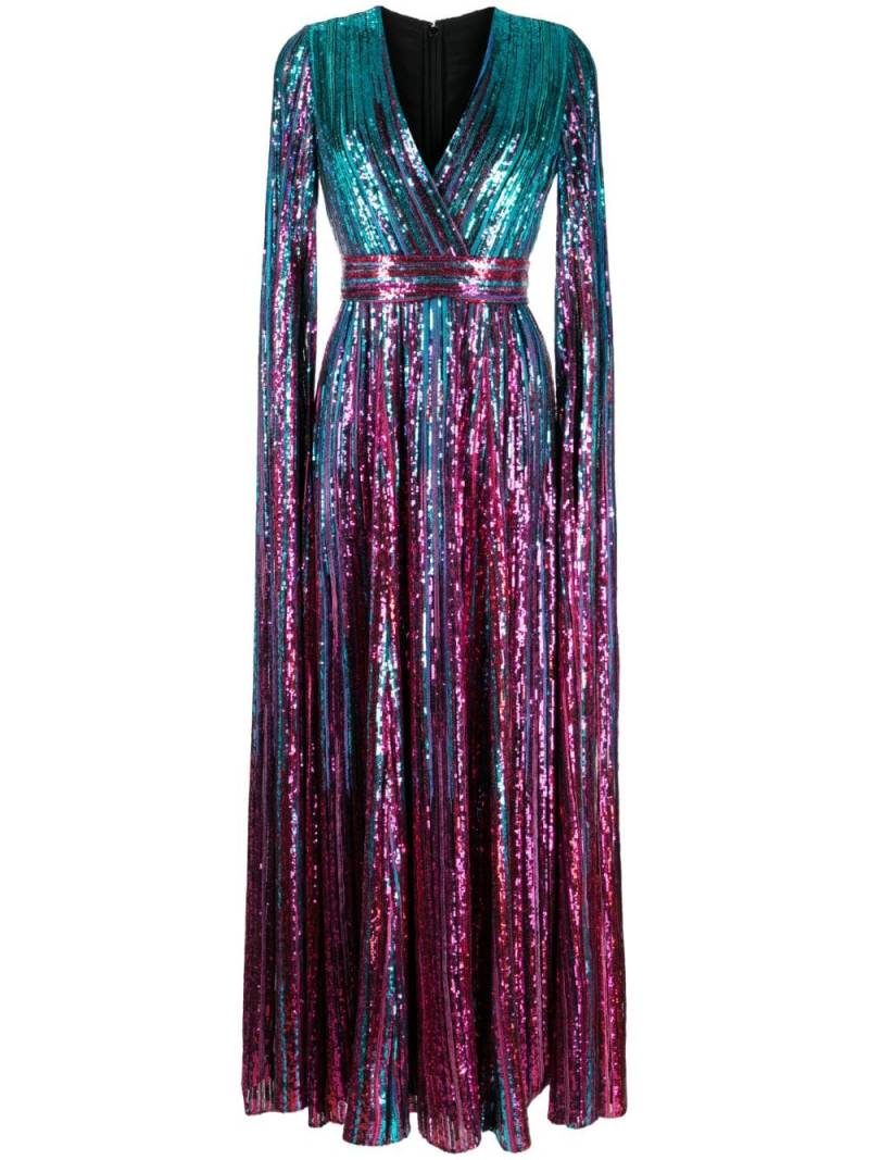 Elie Saab sequin-embellished V-neck gown - Blue von Elie Saab