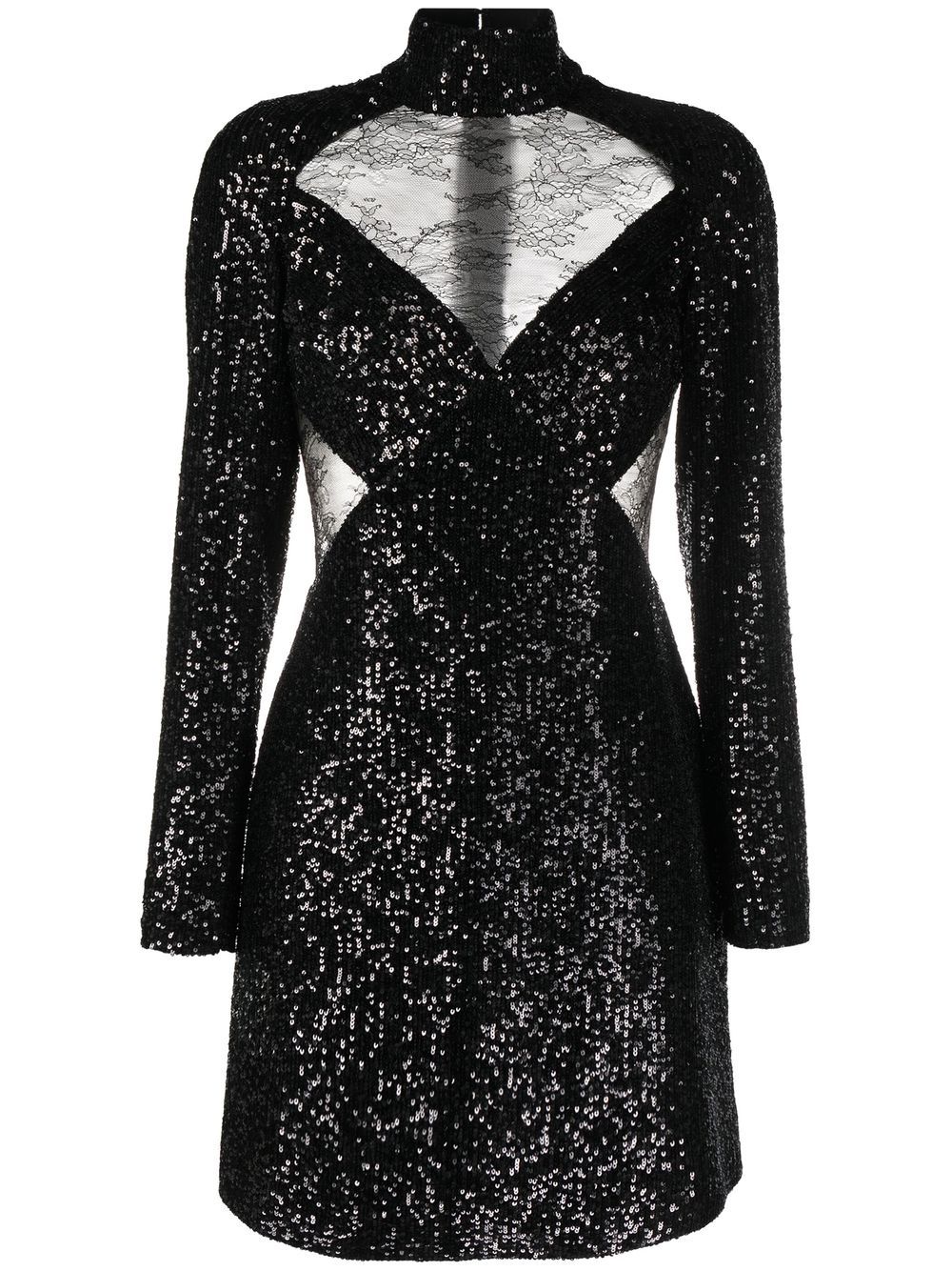 Elie Saab sequin-embellished lace-panelled dress - Black von Elie Saab