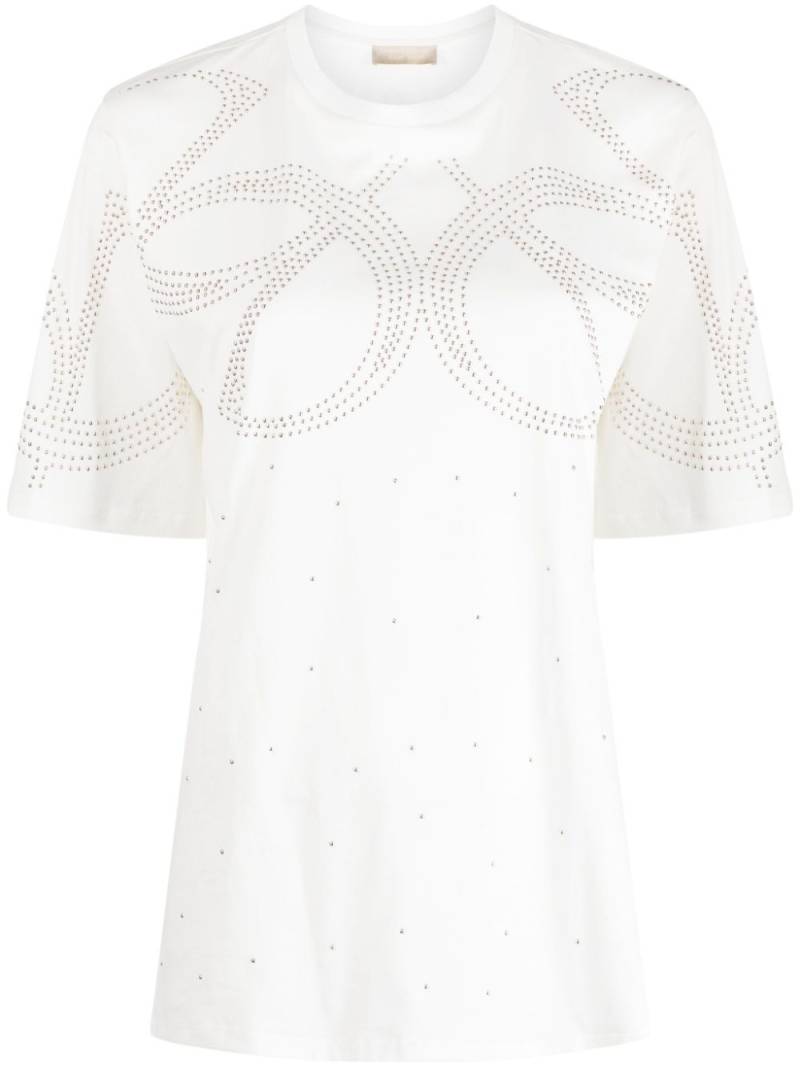 Elie Saab stud-embellished cotton T-shirt - White von Elie Saab