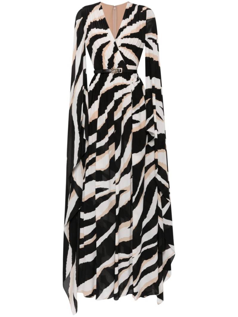 Elie Saab zebra-print silk dress - White von Elie Saab