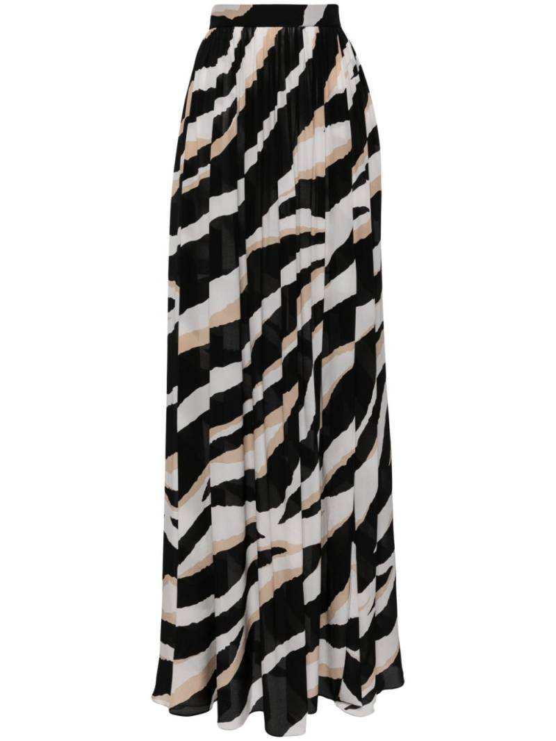 Elie Saab zebra-print silk maxi skirt - White von Elie Saab