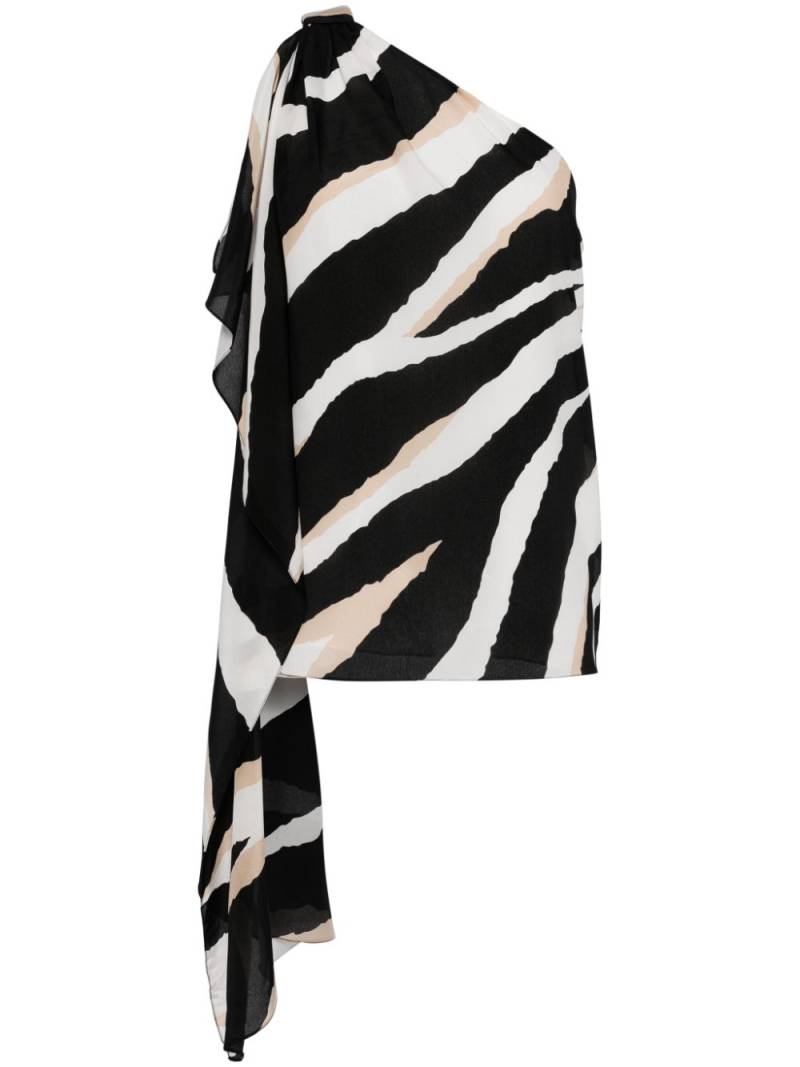 Elie Saab zebra-print silk top - Black von Elie Saab