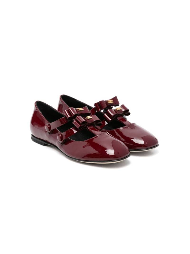 Elisabetta Franchi La Mia Bambina bow-detail ballet flats - Red von Elisabetta Franchi La Mia Bambina