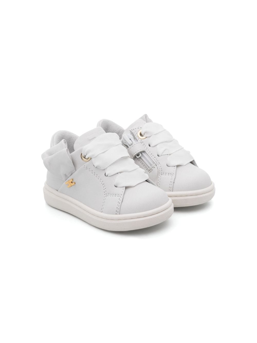 Elisabetta Franchi La Mia Bambina bow-detail leather sneakers - White von Elisabetta Franchi La Mia Bambina