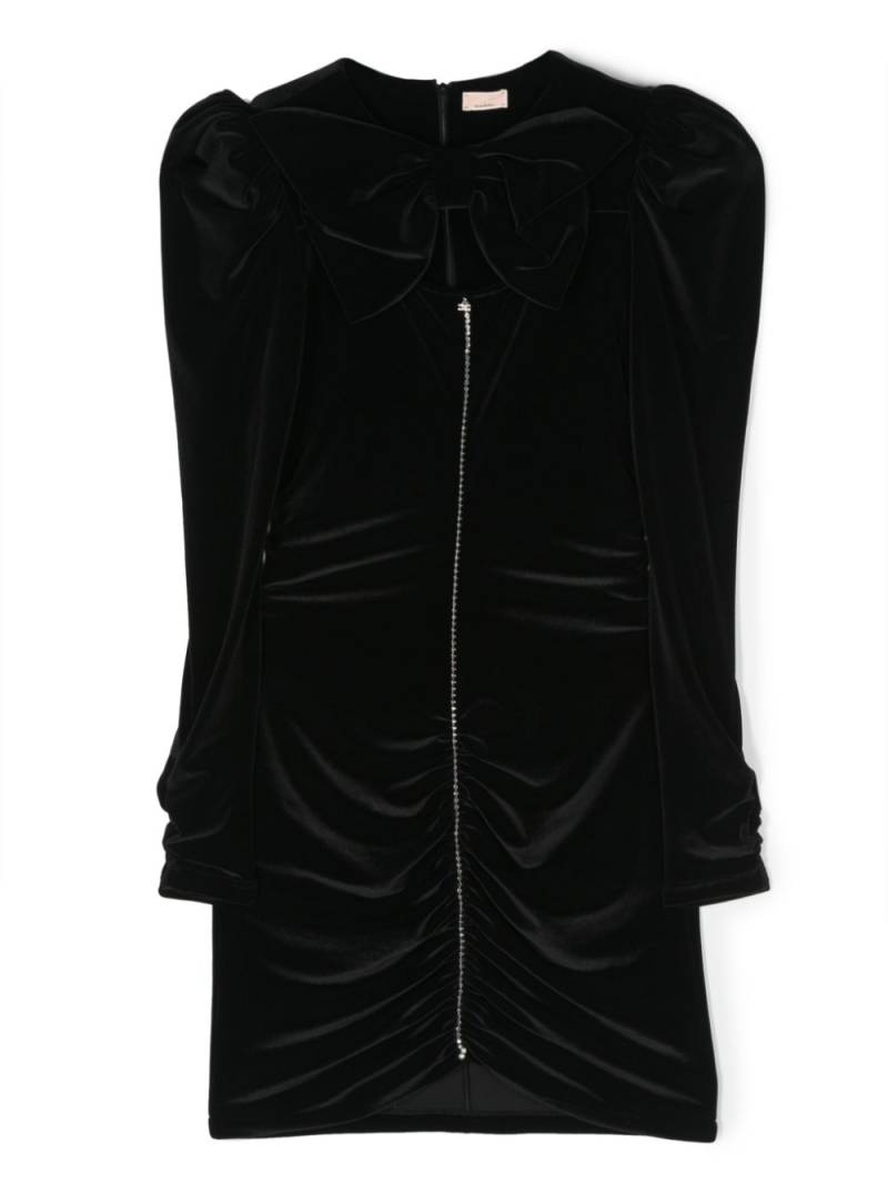 Elisabetta Franchi La Mia Bambina bow-detail velvet dress - Black von Elisabetta Franchi La Mia Bambina