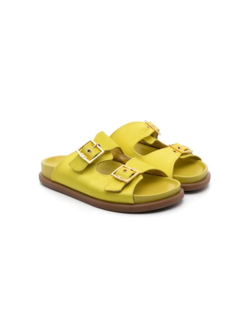 Elisabetta Franchi La Mia Bambina buckled satin slides - Yellow von Elisabetta Franchi La Mia Bambina