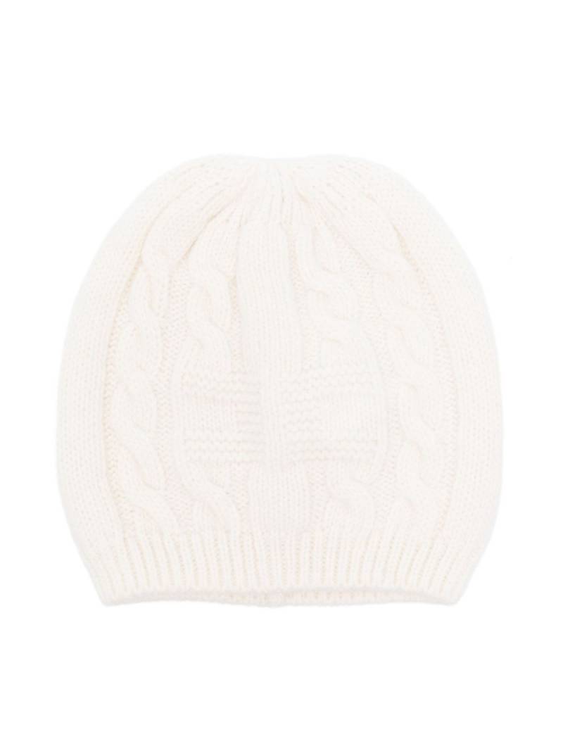 Elisabetta Franchi La Mia Bambina cable-knit beanie hat - White von Elisabetta Franchi La Mia Bambina