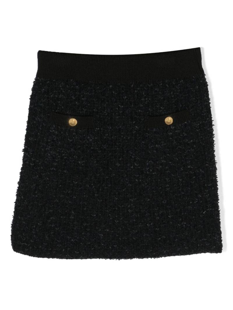 Elisabetta Franchi La Mia Bambina elasticated bouclé miniskirt - Black von Elisabetta Franchi La Mia Bambina