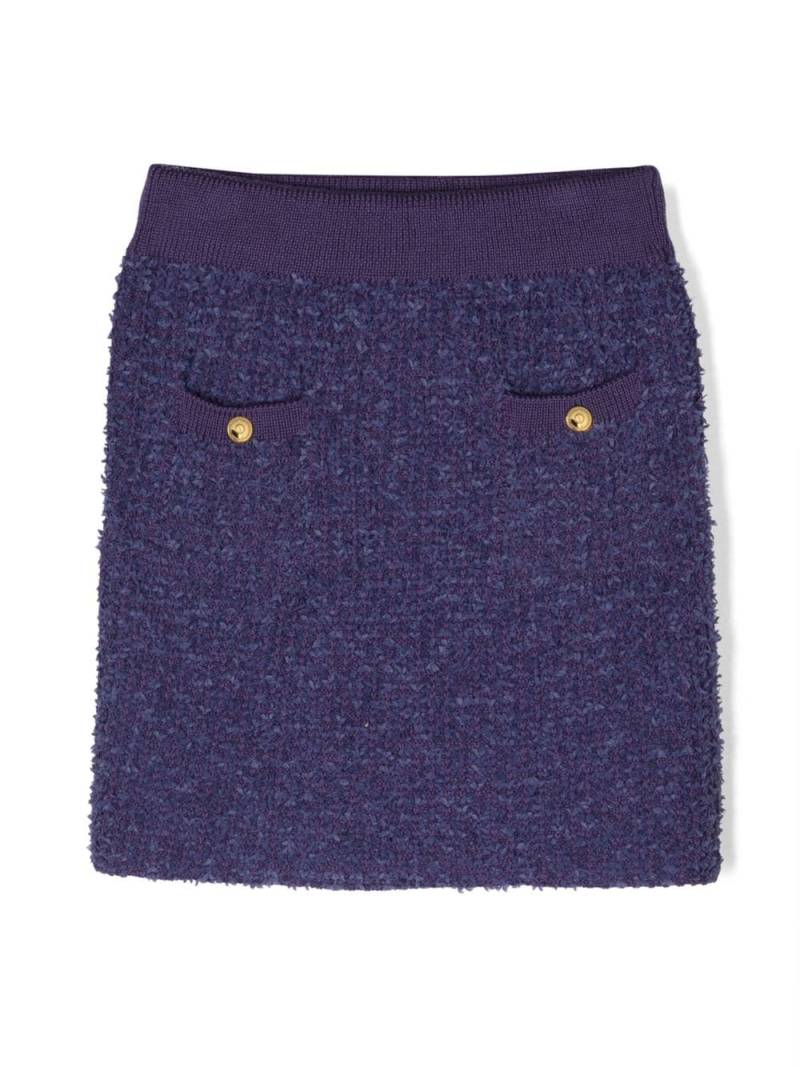 Elisabetta Franchi La Mia Bambina elasticated bouclé miniskirt - Purple von Elisabetta Franchi La Mia Bambina