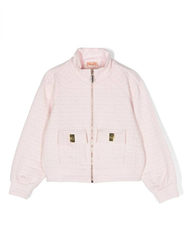 Elisabetta Franchi La Mia Bambina embossed-logo zip-up jacket - Pink von Elisabetta Franchi La Mia Bambina