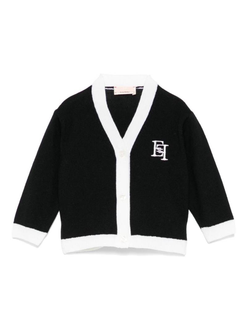 Elisabetta Franchi La Mia Bambina embroidered-logo cardigan - Black von Elisabetta Franchi La Mia Bambina