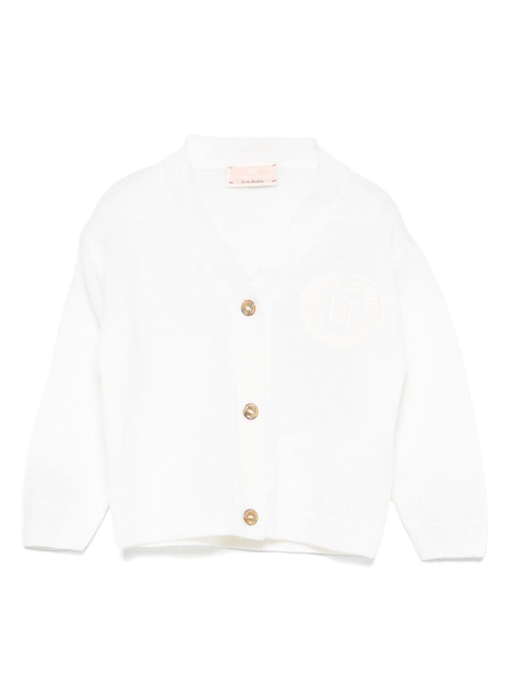 Elisabetta Franchi La Mia Bambina embroidered-logo cardigan - White von Elisabetta Franchi La Mia Bambina