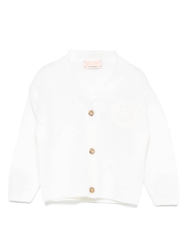 Elisabetta Franchi La Mia Bambina embroidered-logo cardigan - White von Elisabetta Franchi La Mia Bambina