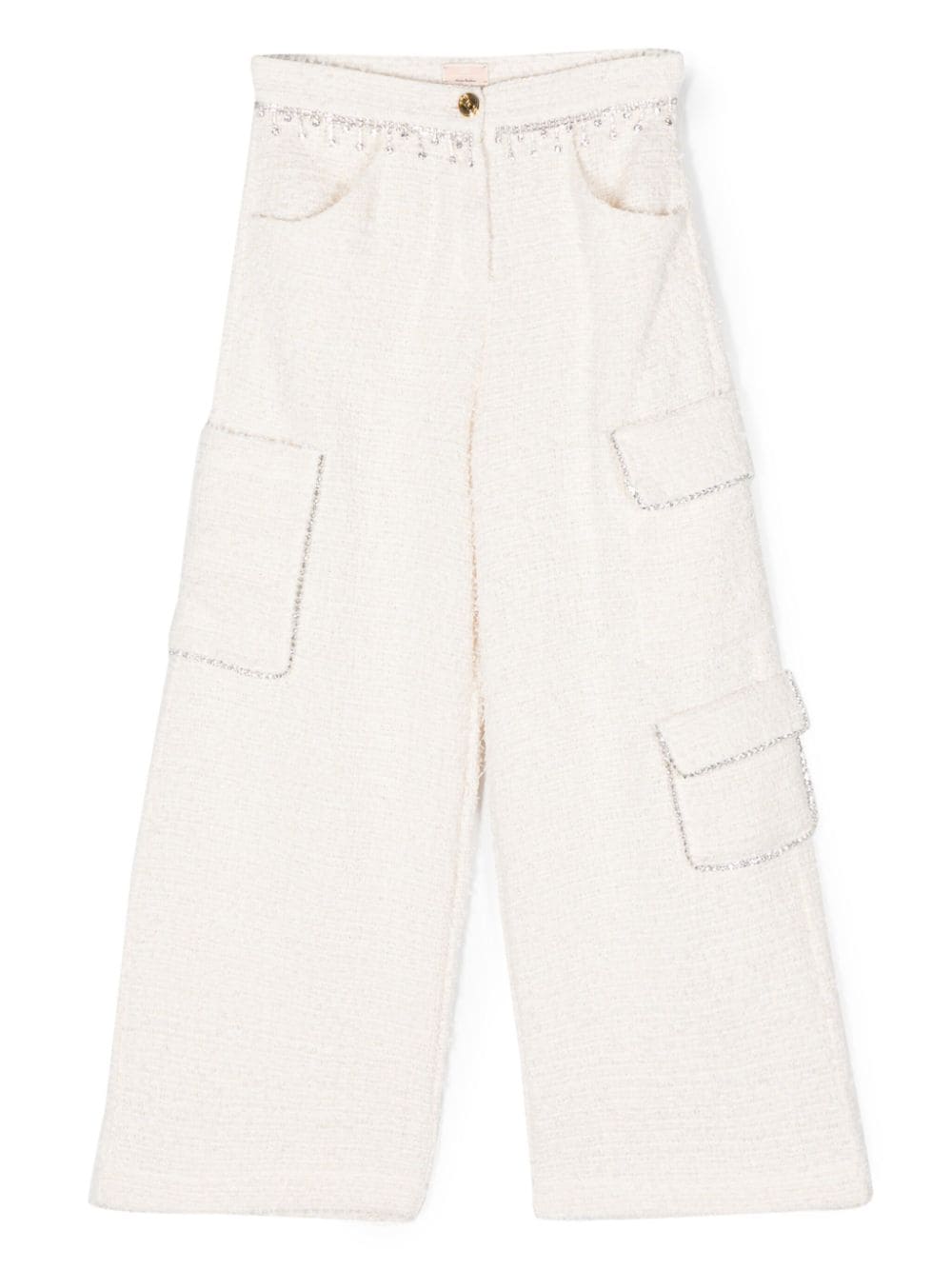 Elisabetta Franchi La Mia Bambina high-waisted embellished cargo trousers - Neutrals von Elisabetta Franchi La Mia Bambina