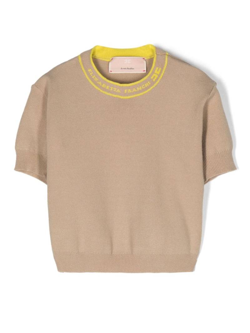 Elisabetta Franchi La Mia Bambina intarsia-knit-logo ribbed jumper - Neutrals von Elisabetta Franchi La Mia Bambina