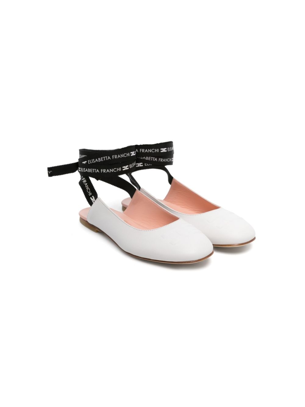 Elisabetta Franchi La Mia Bambina lace-up leather ballerina shoes - White von Elisabetta Franchi La Mia Bambina