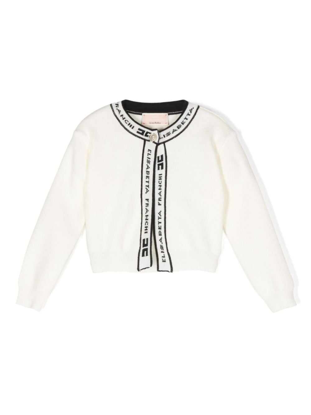 Elisabetta Franchi La Mia Bambina logo-collar cardigan - Neutrals von Elisabetta Franchi La Mia Bambina