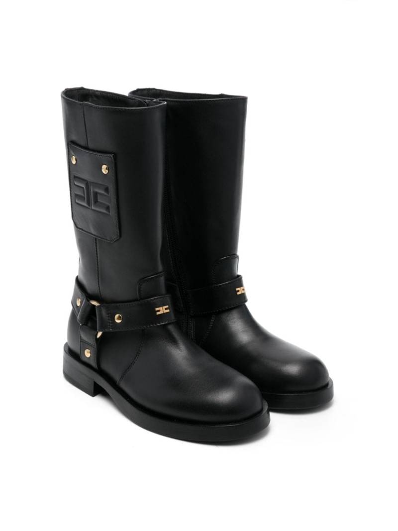 Elisabetta Franchi La Mia Bambina logo-embossed boots - Black von Elisabetta Franchi La Mia Bambina