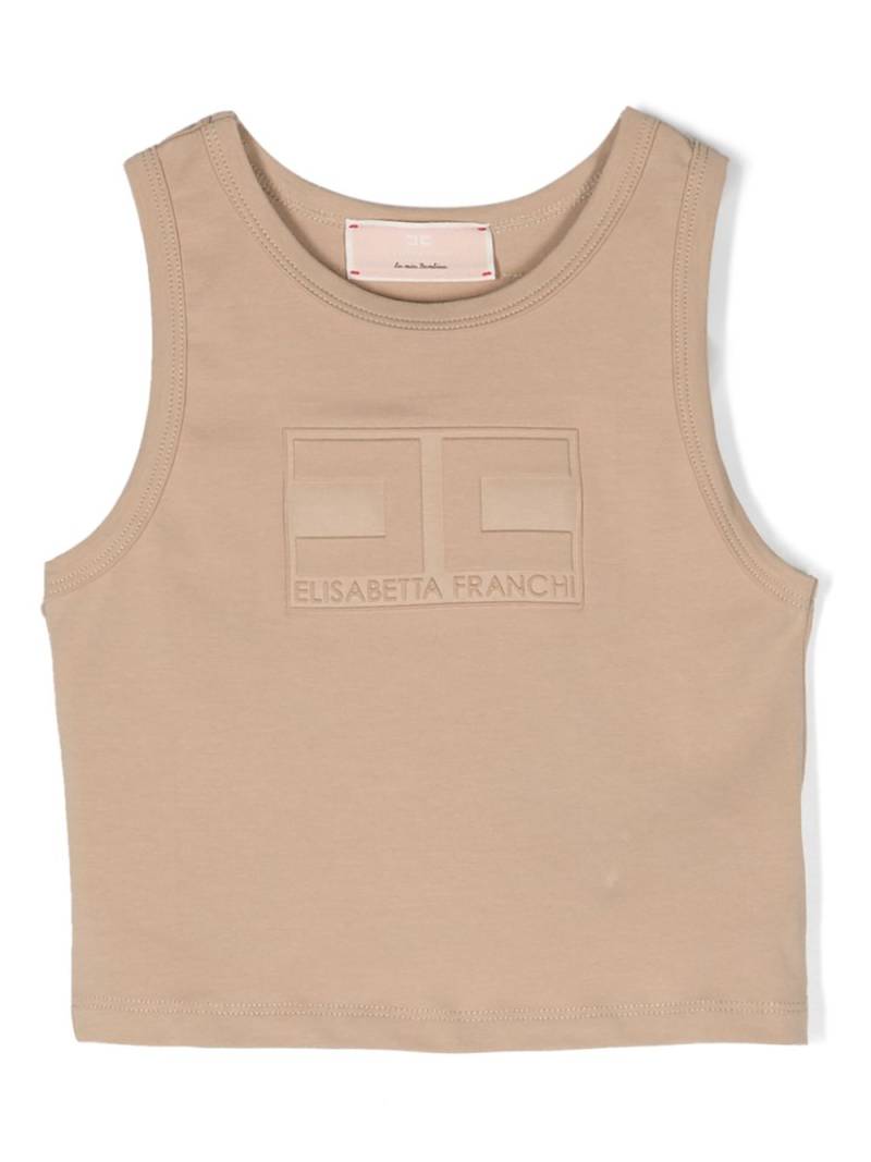 Elisabetta Franchi La Mia Bambina logo-embossed jersey tank top - Neutrals von Elisabetta Franchi La Mia Bambina