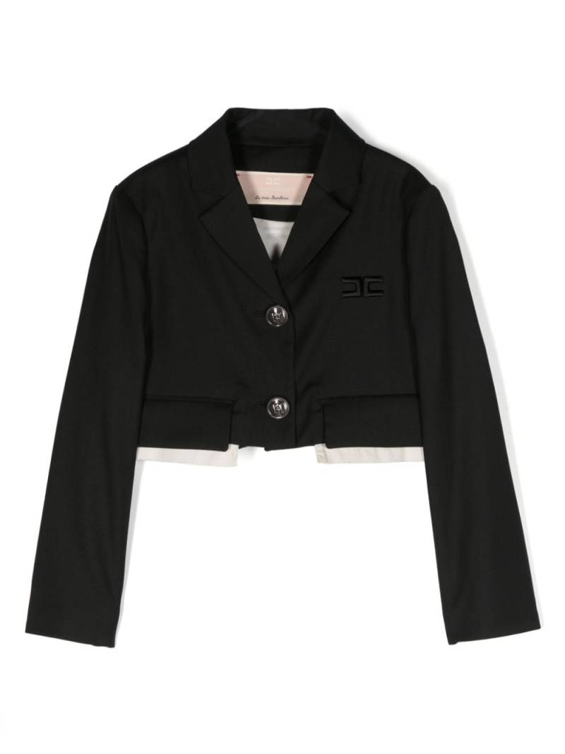 Elisabetta Franchi La Mia Bambina logo-embroidered cropped blazer - Black von Elisabetta Franchi La Mia Bambina