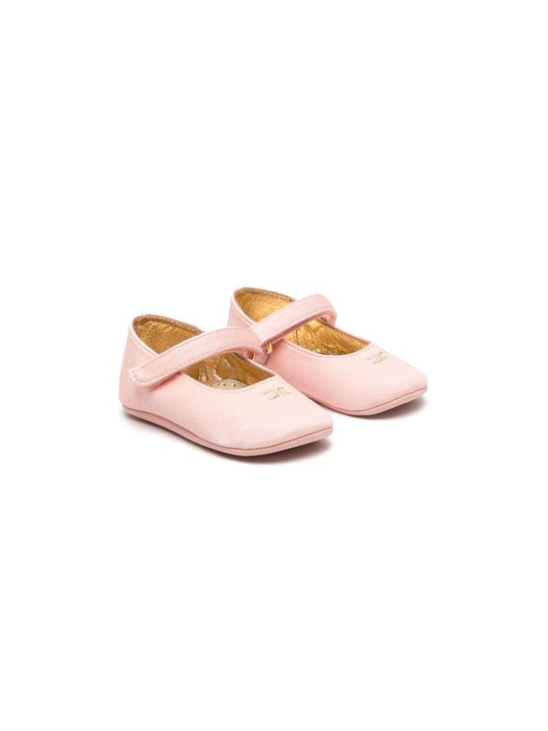 Elisabetta Franchi La Mia Bambina logo-embroidered leather crib shoes - Pink von Elisabetta Franchi La Mia Bambina