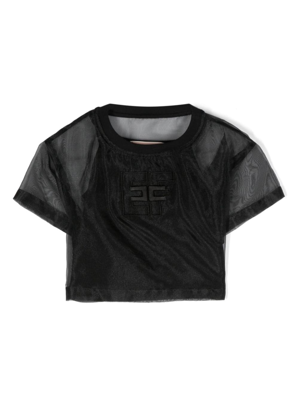 Elisabetta Franchi La Mia Bambina logo-embroidered semi-sheer blouse - Black von Elisabetta Franchi La Mia Bambina