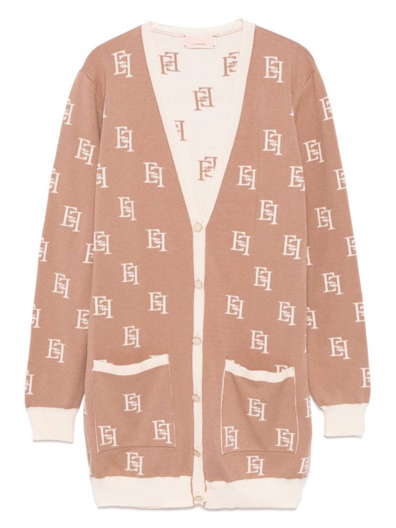 Elisabetta Franchi La Mia Bambina logo-jacquard cardigan - Brown von Elisabetta Franchi La Mia Bambina