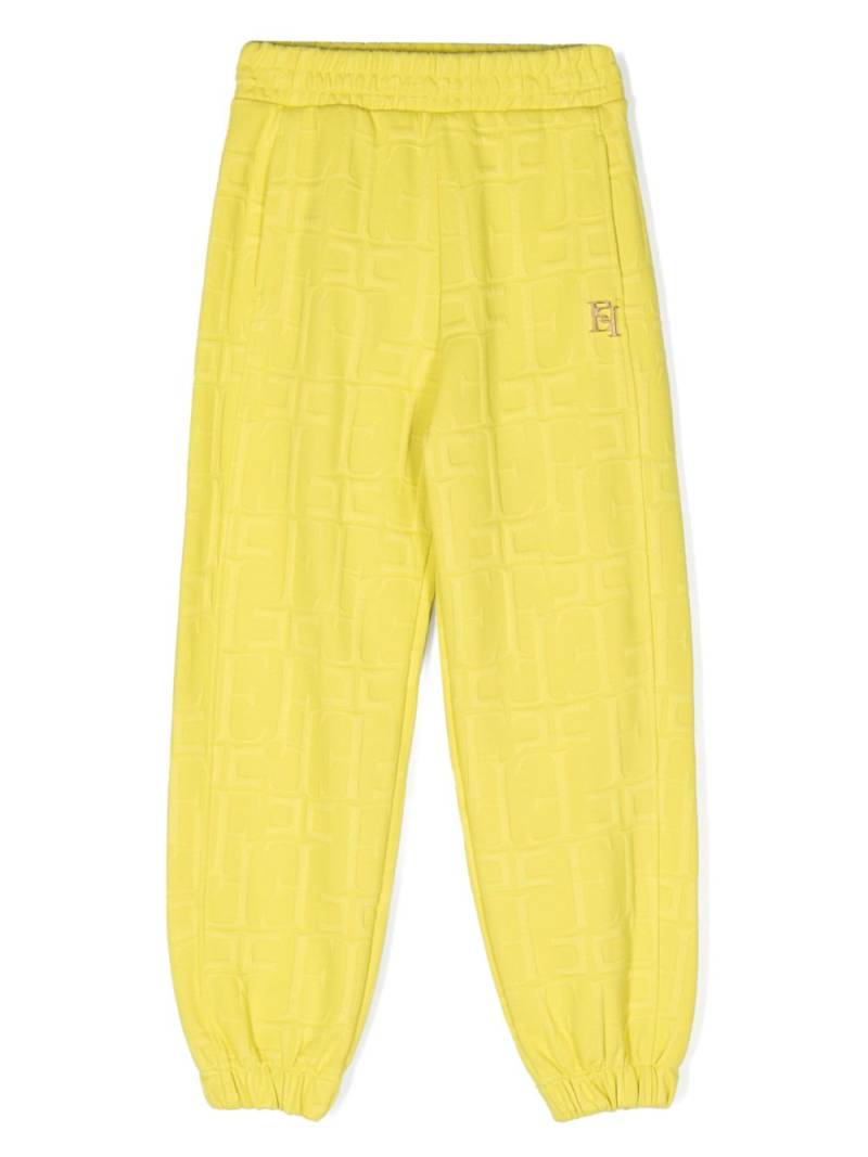 Elisabetta Franchi La Mia Bambina logo-jacquard piqué track pants - Yellow von Elisabetta Franchi La Mia Bambina