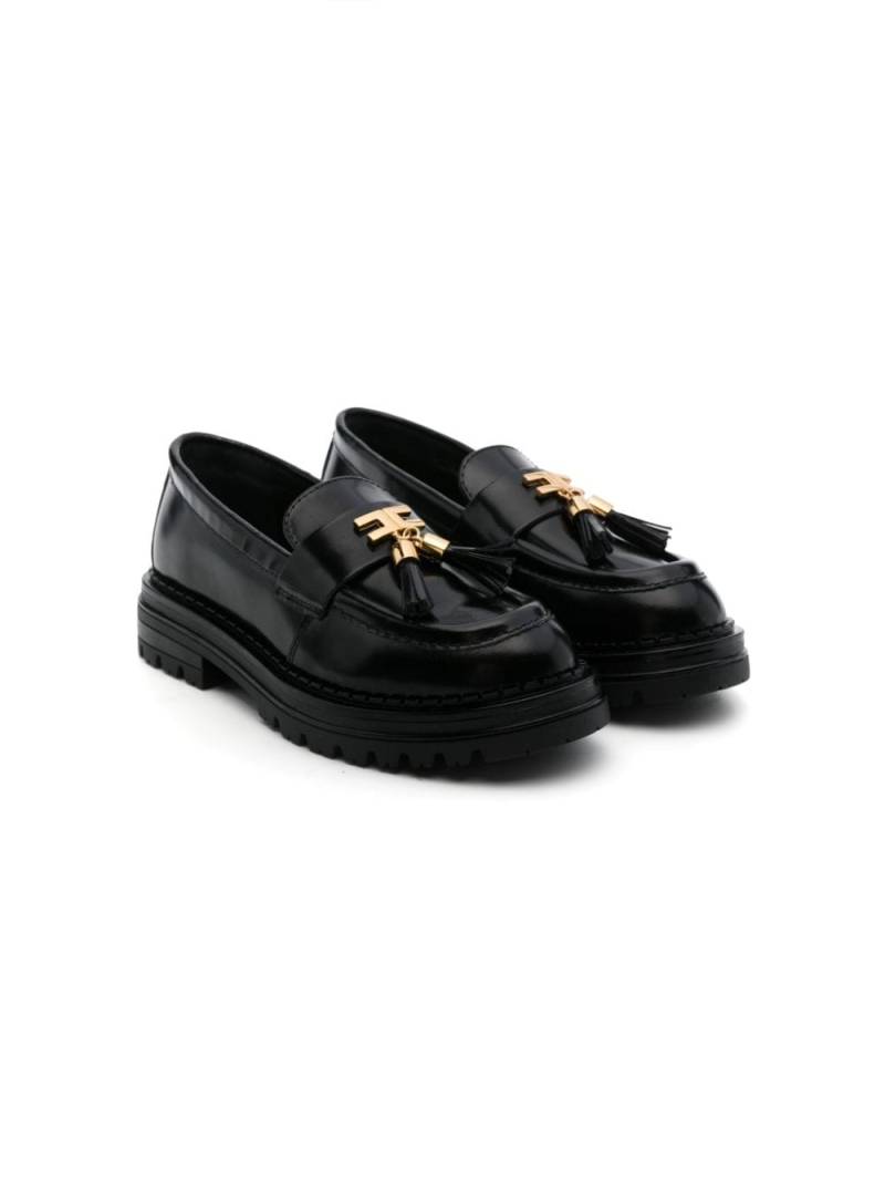 Elisabetta Franchi La Mia Bambina logo-plaque loafers - Black von Elisabetta Franchi La Mia Bambina