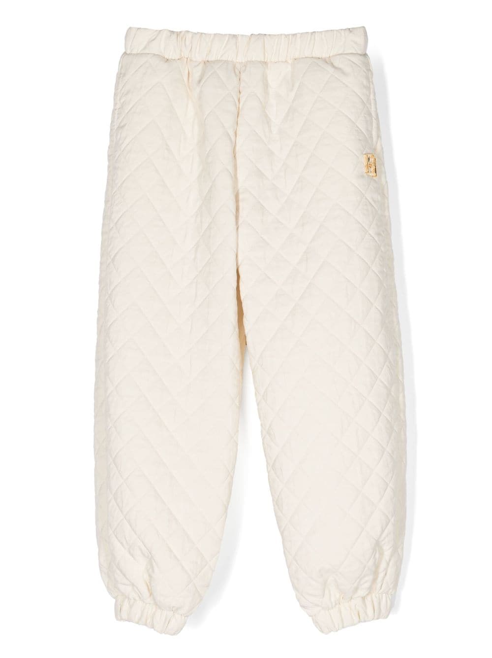 Elisabetta Franchi La Mia Bambina logo-plaque quilted track pants - Neutrals von Elisabetta Franchi La Mia Bambina