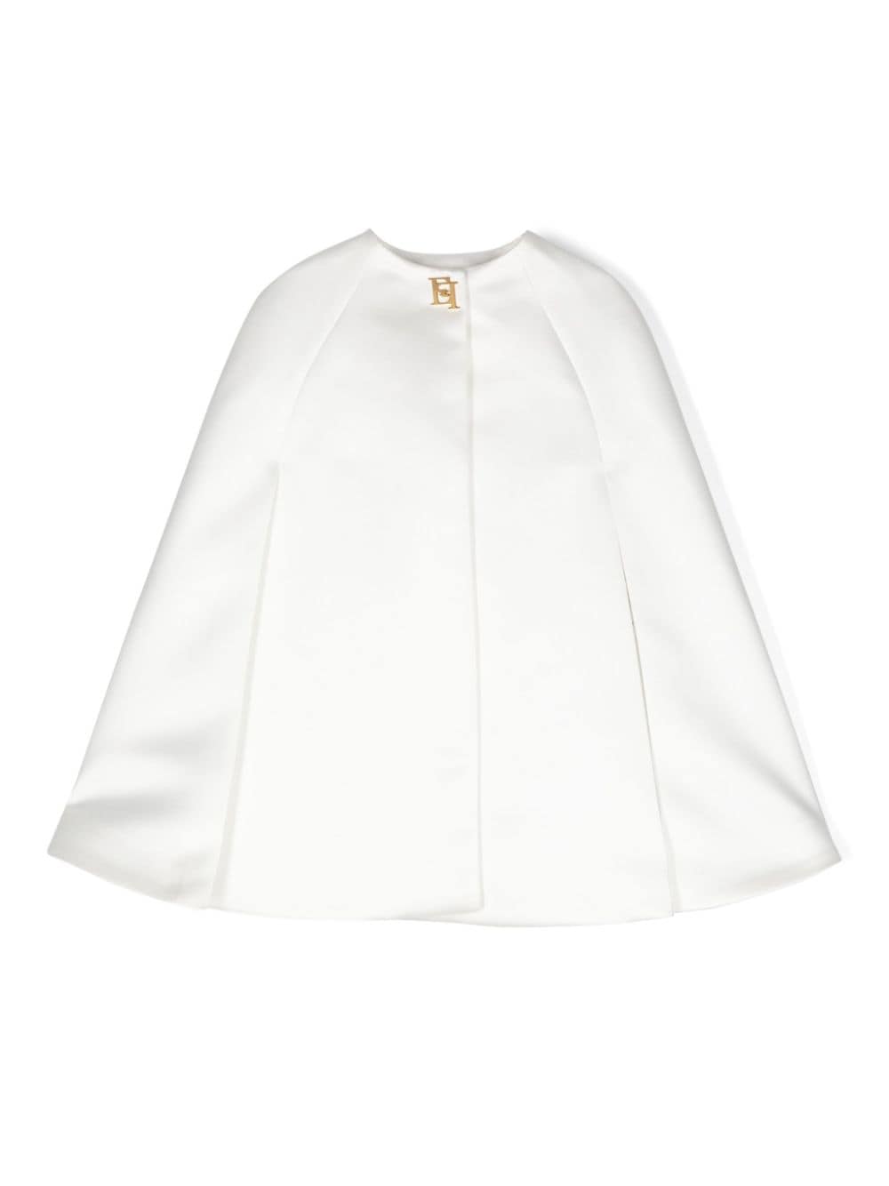 Elisabetta Franchi La Mia Bambina logo-plaque satin cape - White von Elisabetta Franchi La Mia Bambina