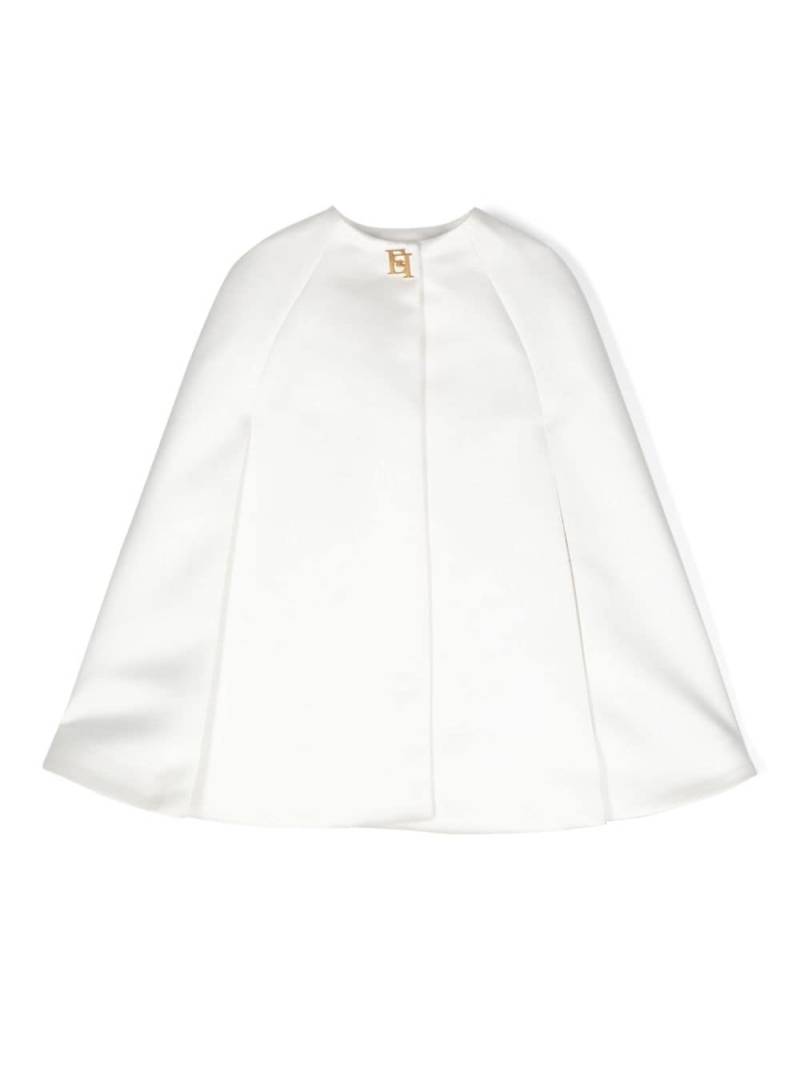 Elisabetta Franchi La Mia Bambina logo-plaque satin cape - White von Elisabetta Franchi La Mia Bambina