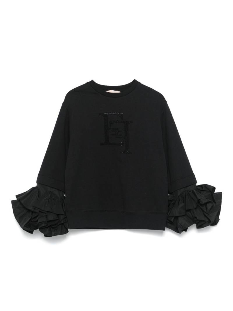 Elisabetta Franchi La Mia Bambina logo-rhinestone sweater - Black von Elisabetta Franchi La Mia Bambina