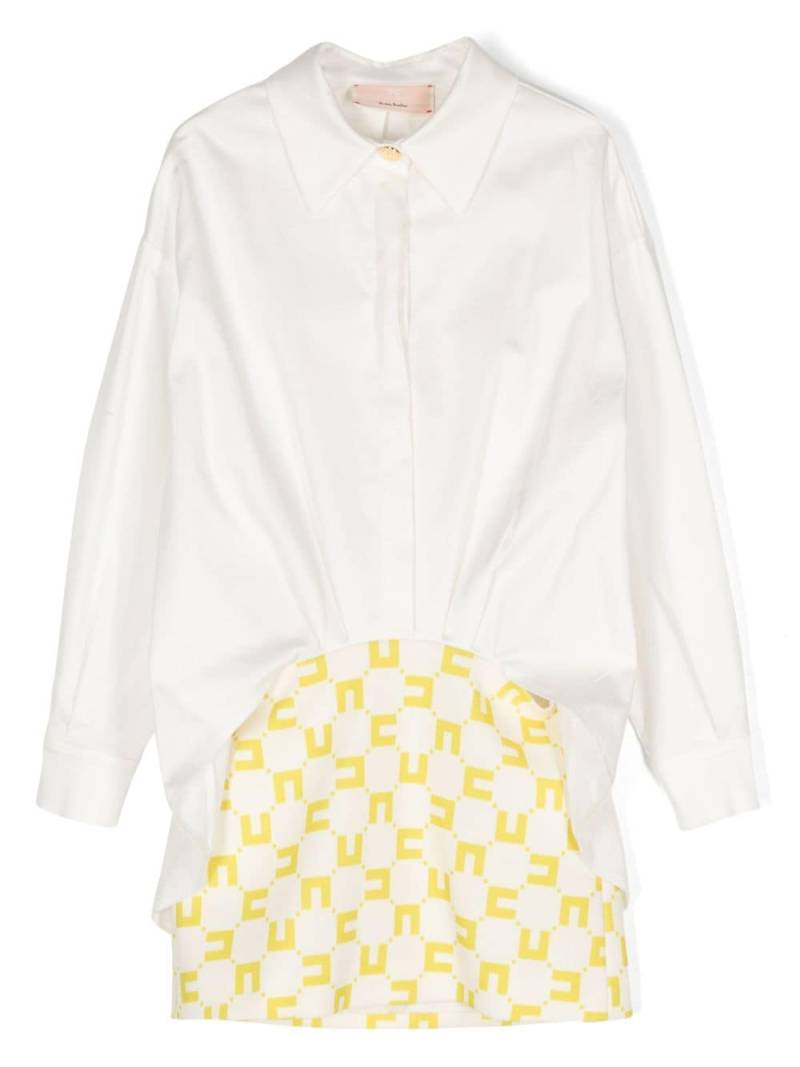 Elisabetta Franchi La Mia Bambina logo-skirt shirt dress - Neutrals von Elisabetta Franchi La Mia Bambina