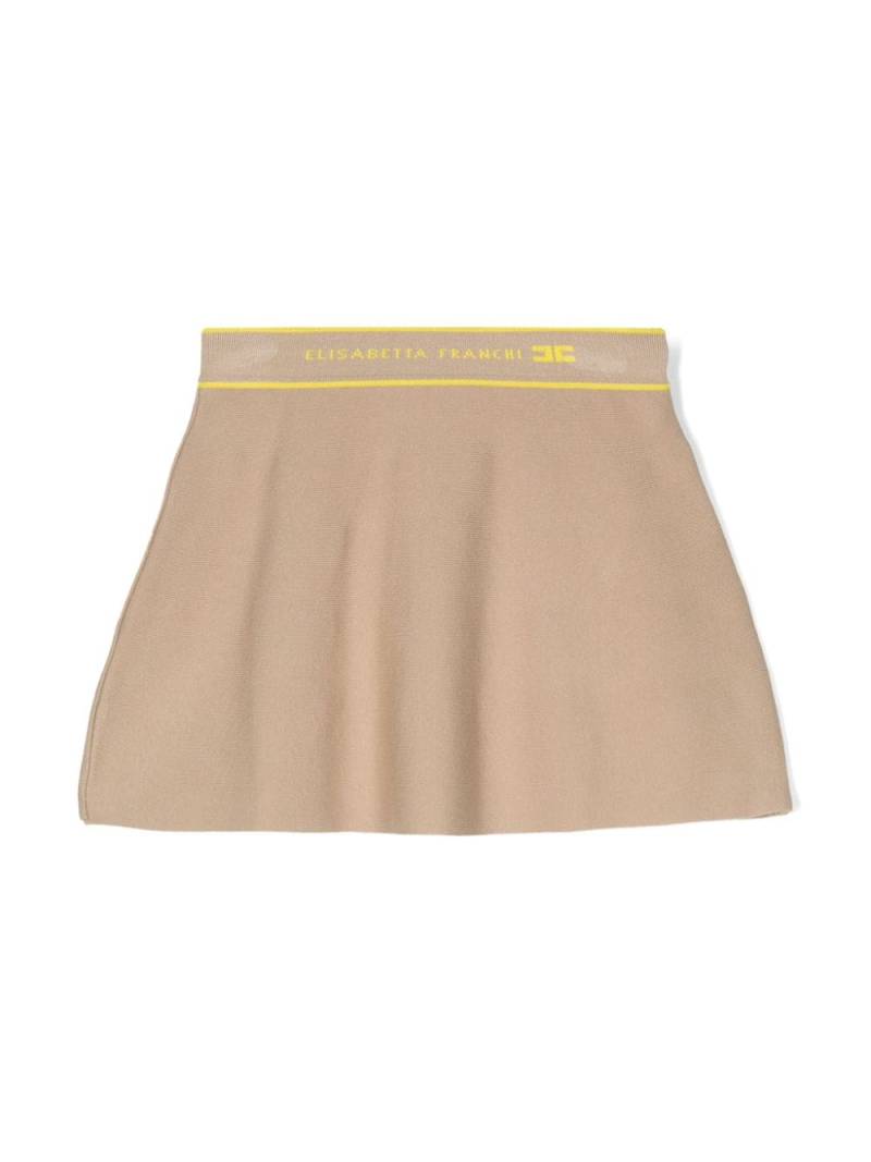 Elisabetta Franchi La Mia Bambina logo-waistband knitted skirt - Brown von Elisabetta Franchi La Mia Bambina