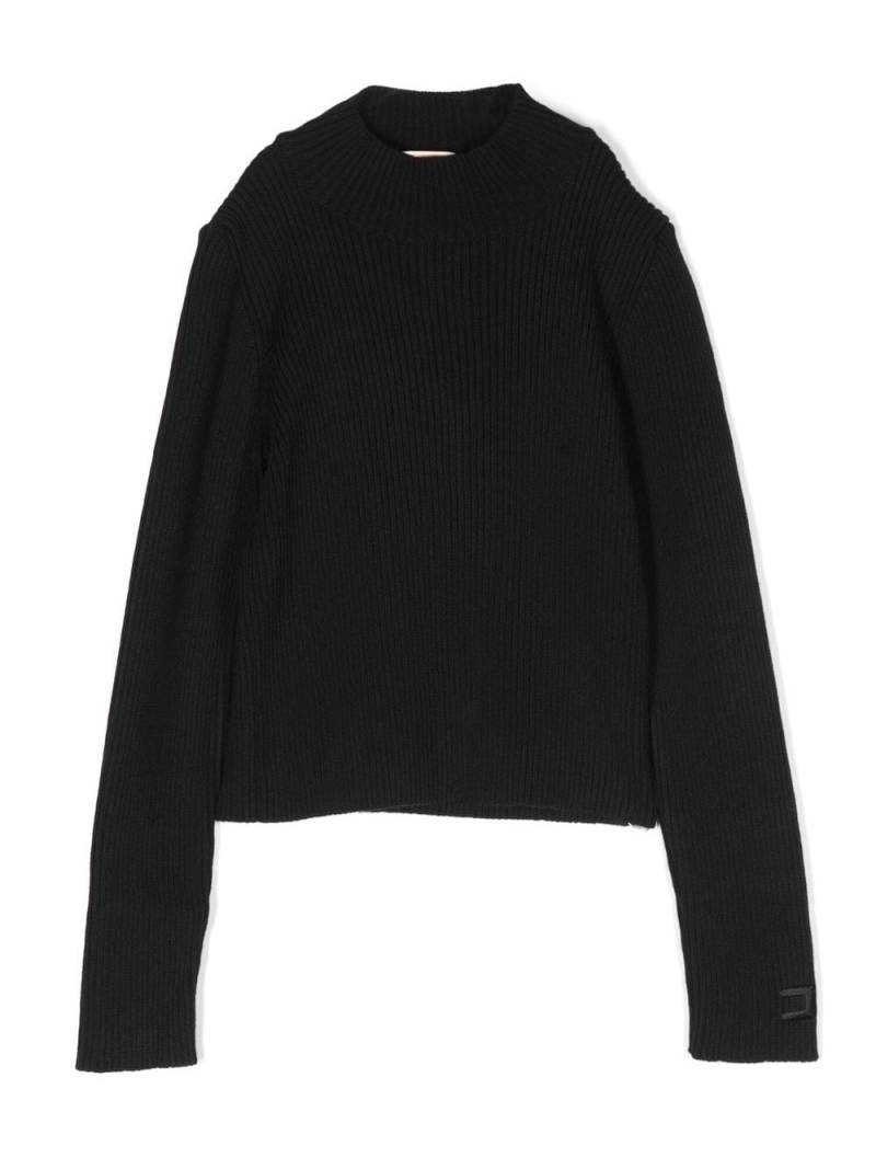 Elisabetta Franchi La Mia Bambina mock-neck ribbed knit jumper - Black von Elisabetta Franchi La Mia Bambina