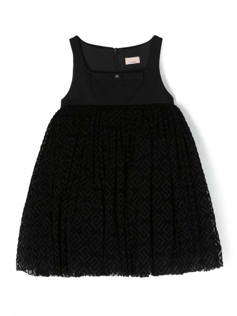 Elisabetta Franchi La Mia Bambina monogram-jacquard tulle flared dress - Black von Elisabetta Franchi La Mia Bambina