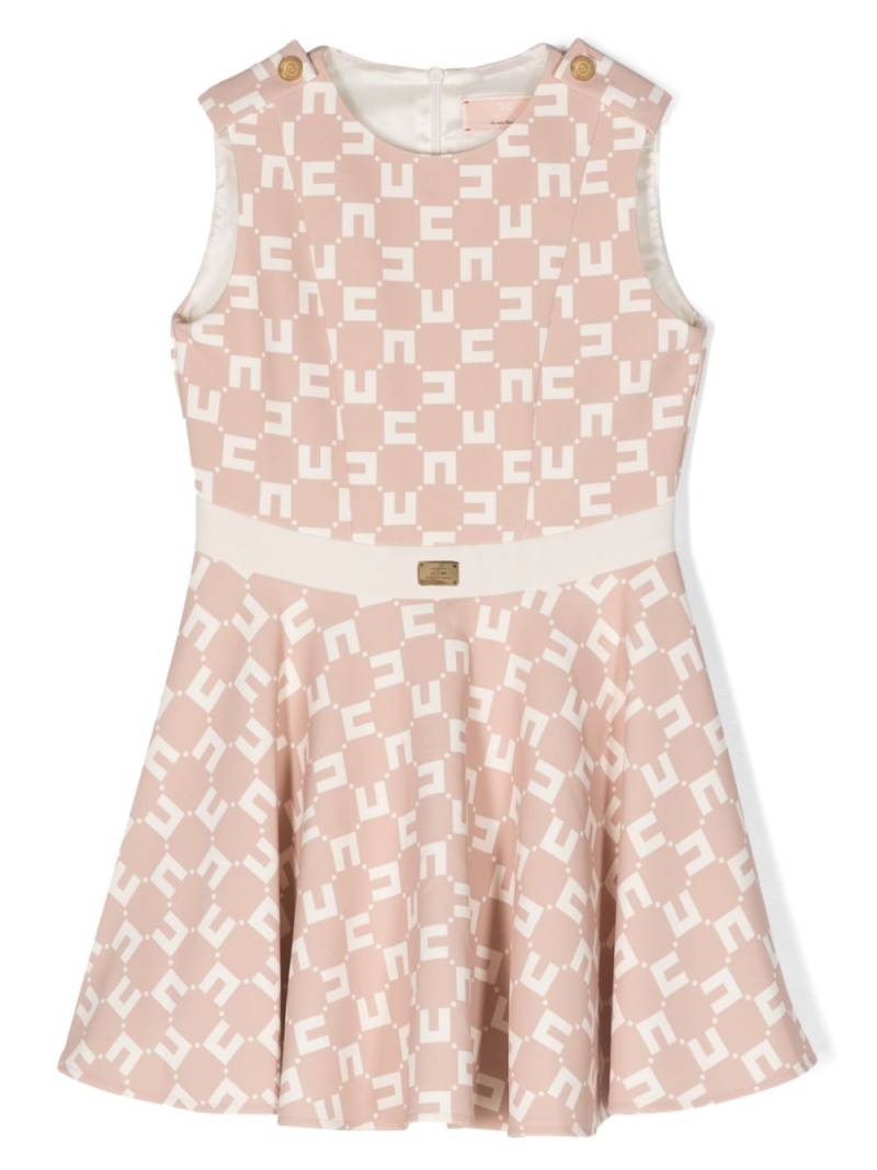 Elisabetta Franchi La Mia Bambina monogram-pattern crepe dress - Neutrals von Elisabetta Franchi La Mia Bambina