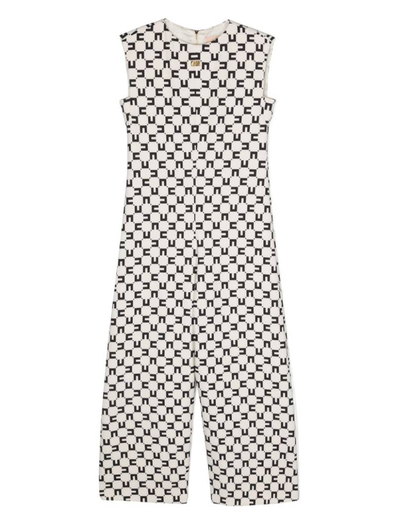 Elisabetta Franchi La Mia Bambina monogram-print crepe jumpsuit - Neutrals von Elisabetta Franchi La Mia Bambina